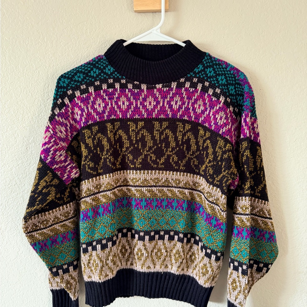 Vintage Colorful Patterned Sweater